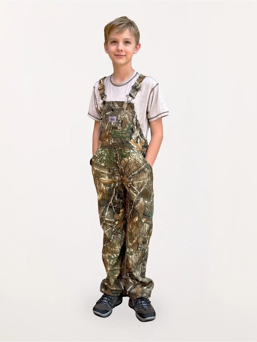 Round House Kids Mossy Oak Realtree Camo Overalls Green Brown Hunting Outdoor